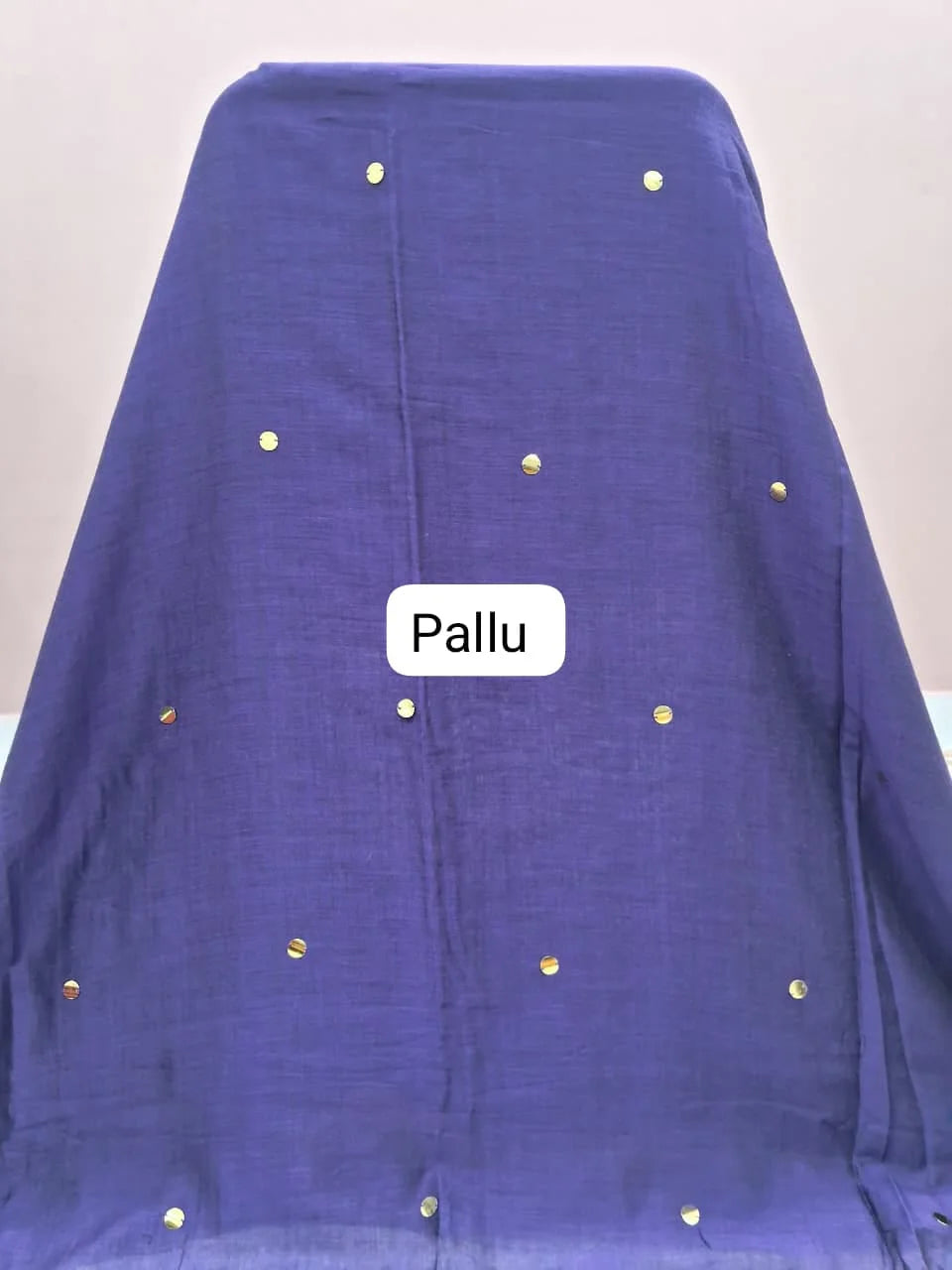Royal Blue Mulmul Cotton Saree Pallu