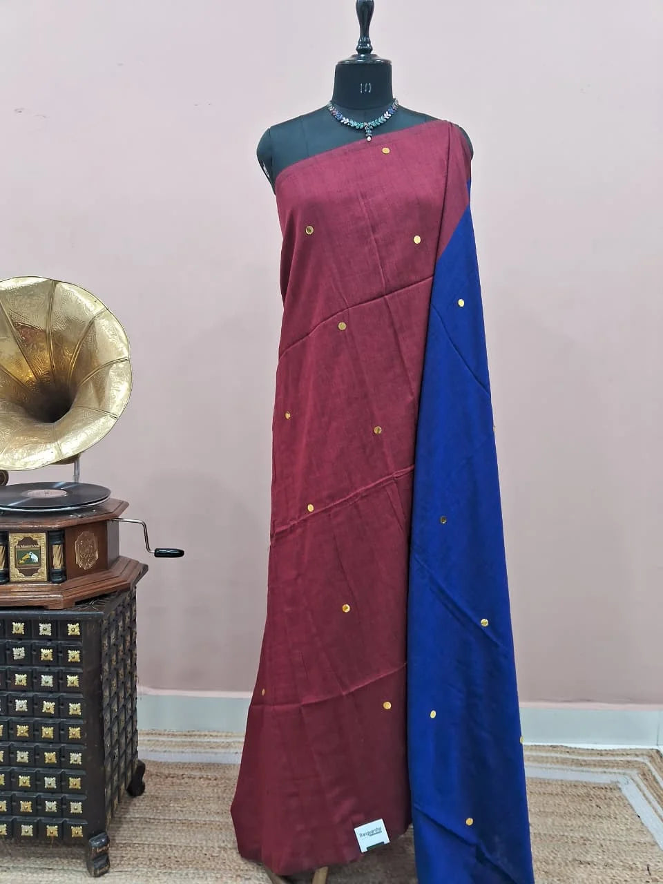 Red Mulmul Cotton Saree 