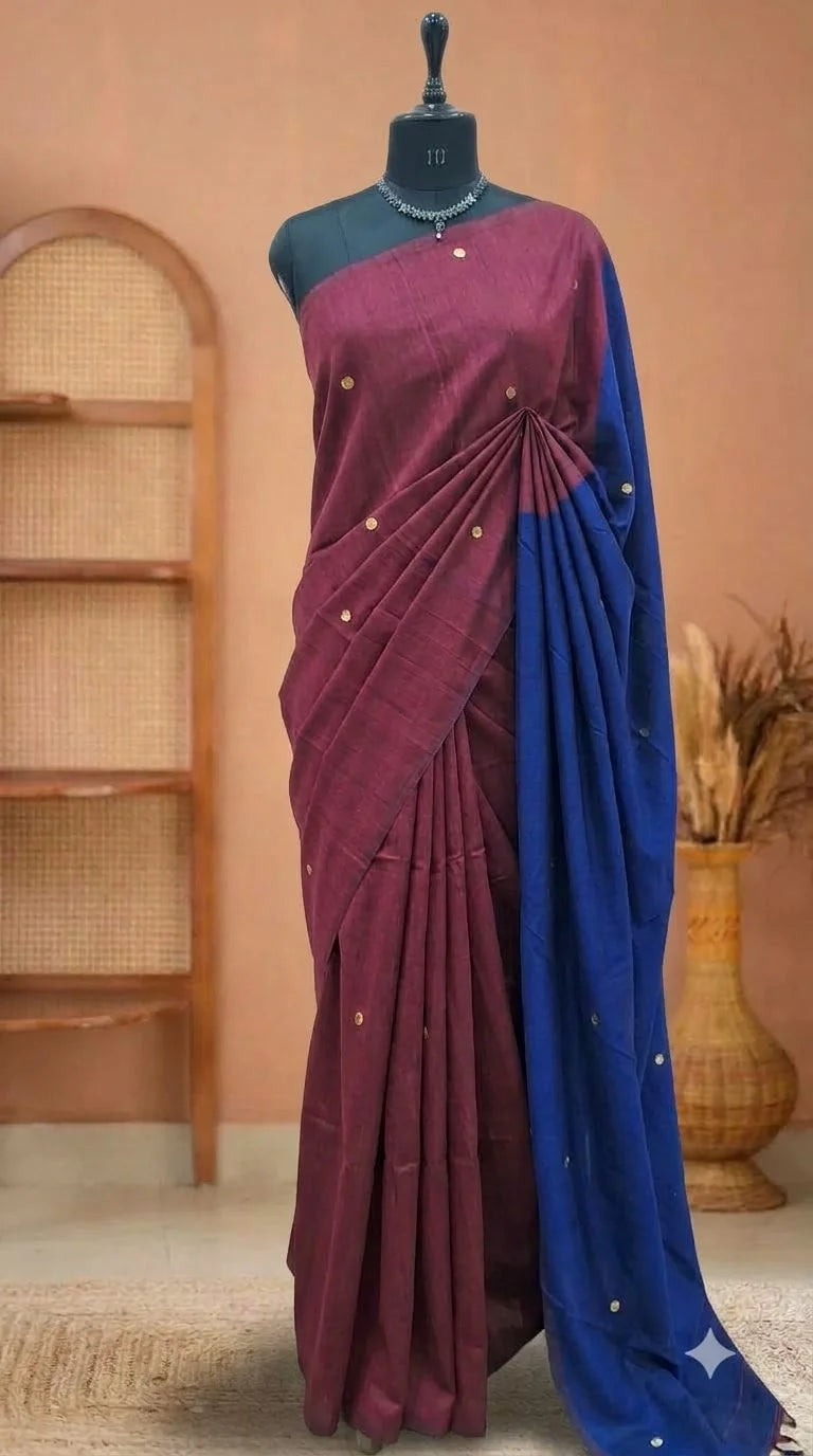 Red Mulmul Cotton Saree 