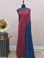 Dark Brick Red Mulmul Cotton Saree