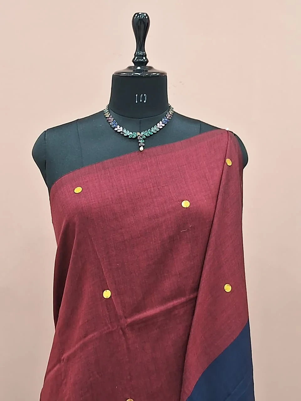 Dark Brick Red Mulmul Cotton Saree 1