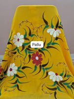 Mango Yellow Mulmul Cotton Saree Pallu