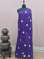 Purple Mulmul Cotton Saree