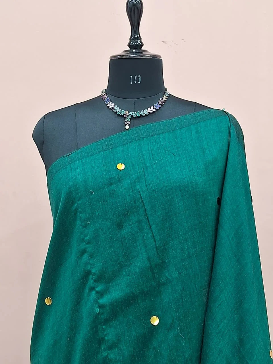 Peacock Green Mulmul Cotton Saree 1