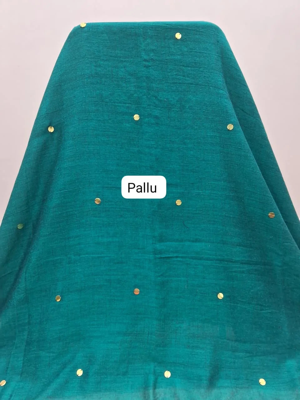 Peacock Green Mulmul Cotton Saree pallu