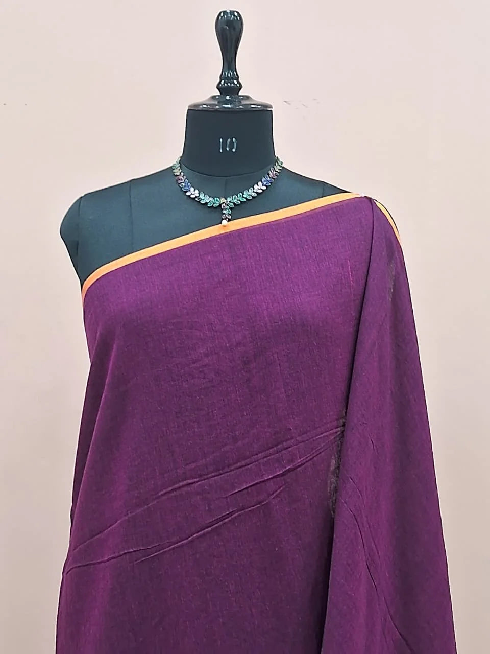 Deep Purple Mulmul Cotton Saree 1