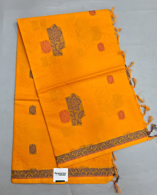 Mango Yellow Korvai Kanchi Cotton Saree
