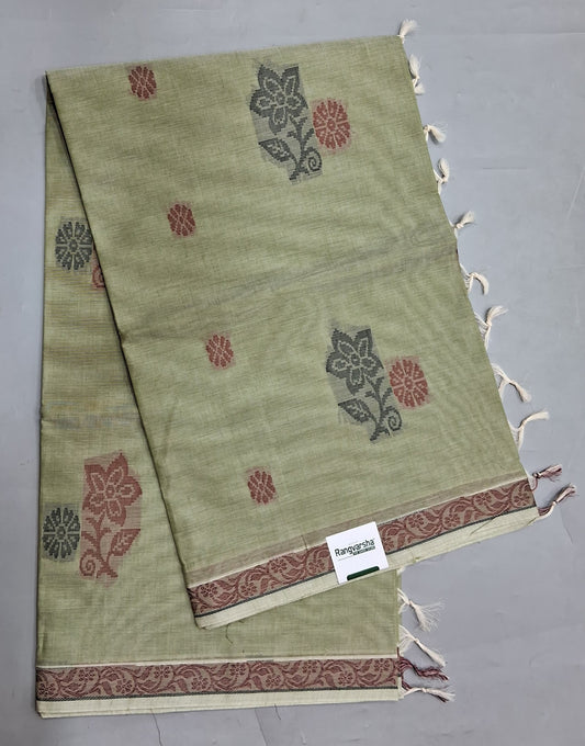 Light Pista Green Korvai Kanchi Cotton Saree 