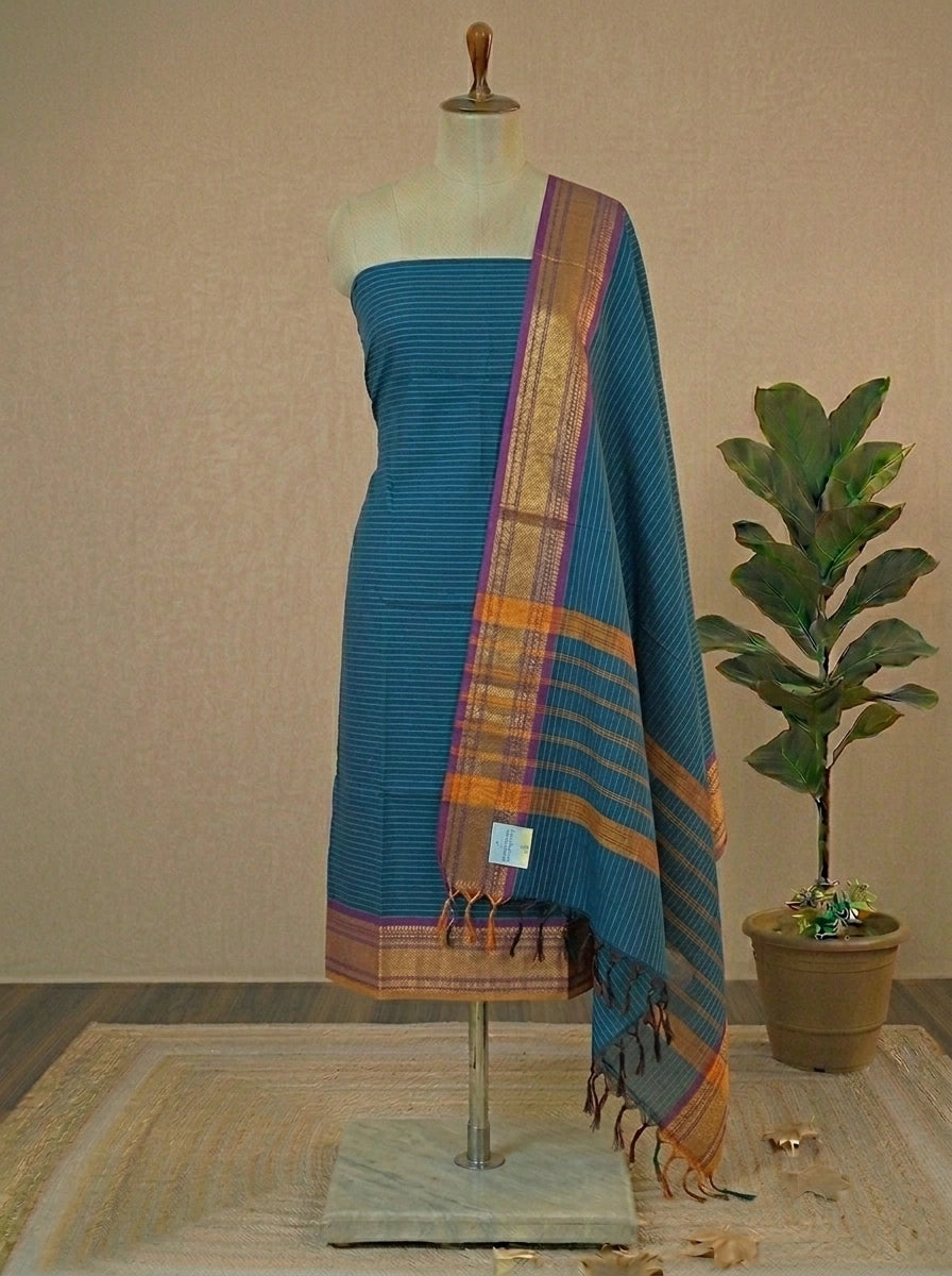 Blue Kanchi cotton Dress Material