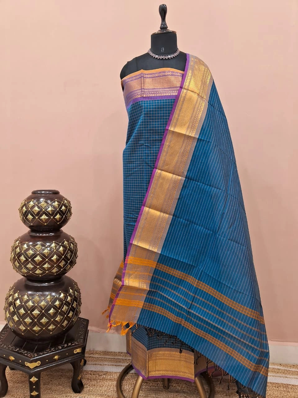 Blue Kanchi cotton Dress Material