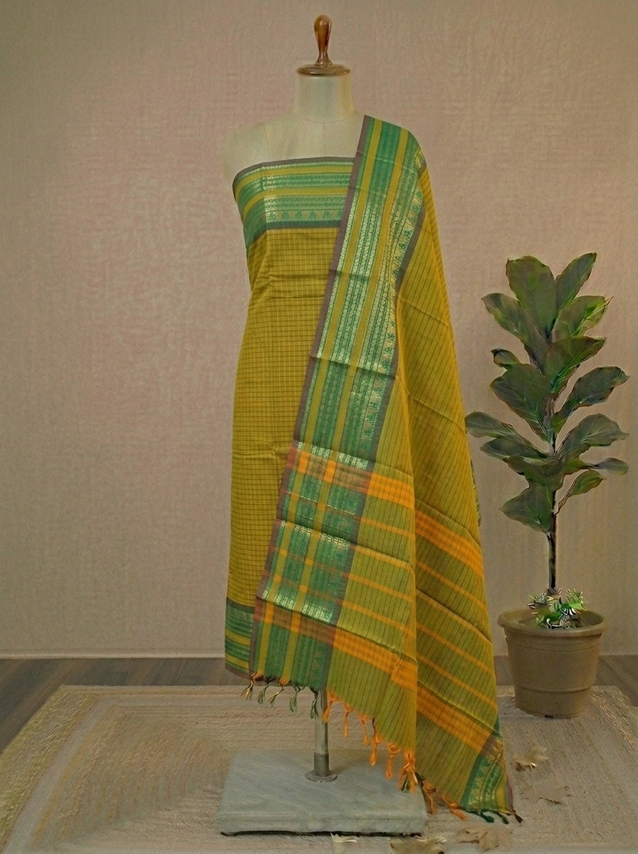Citron Green Kanchi cotton dress material
