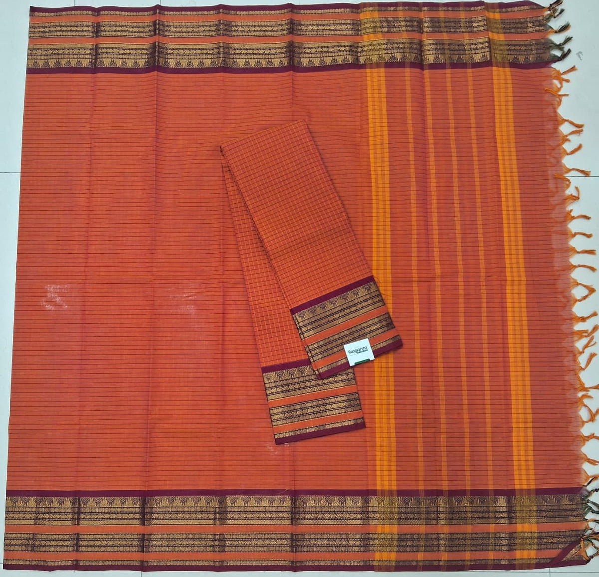 Tangerine Orange Kanchi dress material
