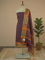 Walnut Brown checked Kanchi Cotton Dress Material
