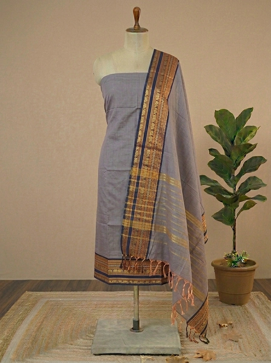 Pure Grey Kanchi Cotton Dress Material at best price 