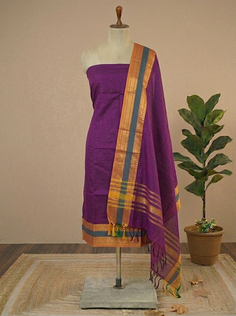Buy Wine Kanchi Cotton Dress Material Online 