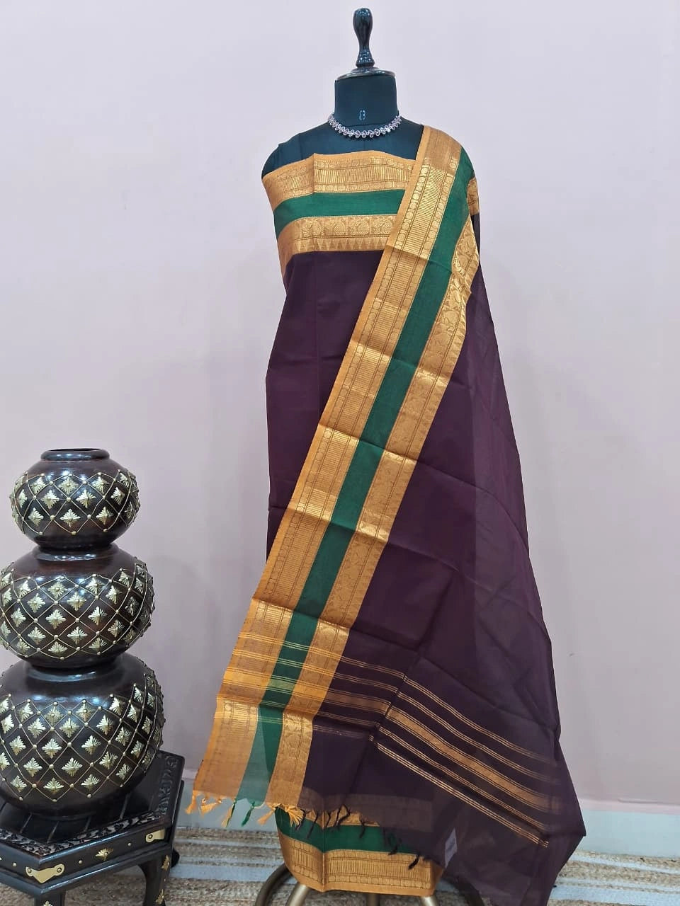 Walnut Brown Kanchi Cotton Dress Material
