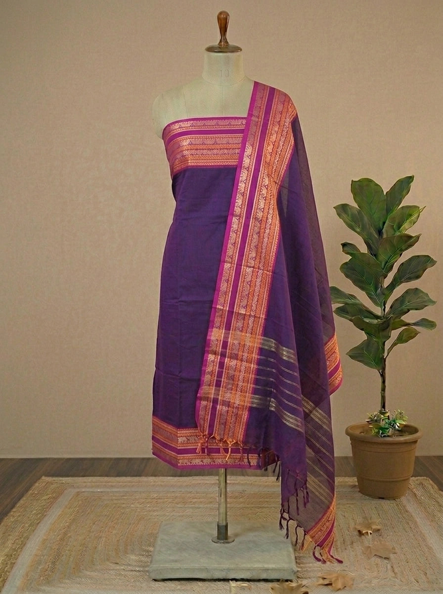 Purple Plain Kanchi Cotton Dress Material