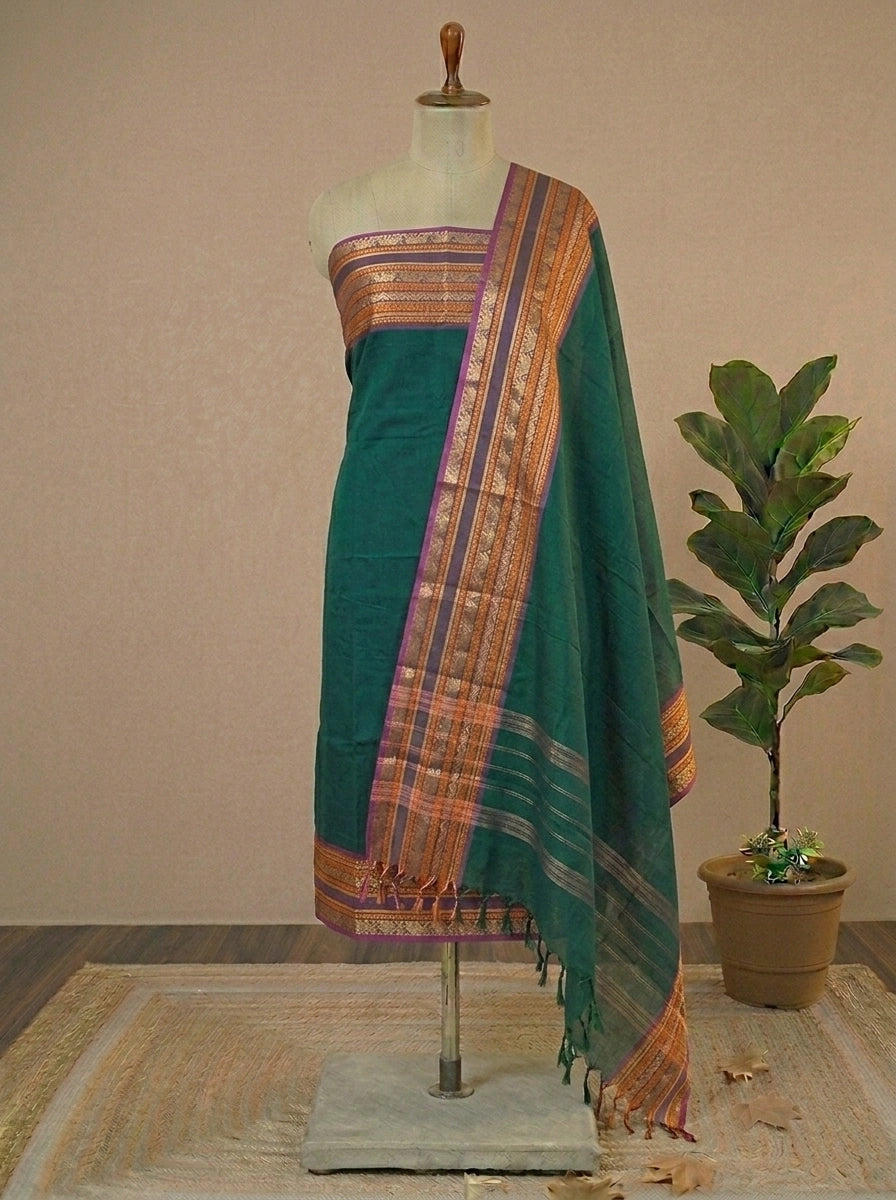 Green Shaded Kanchi Cotton Dress Material