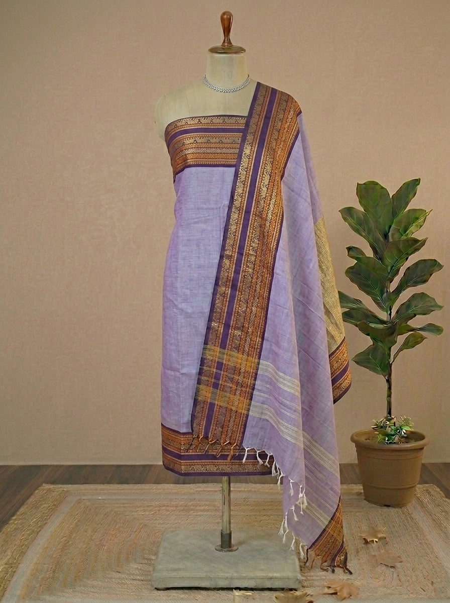 Lavender Plain Kanchi Cotton Dress Material
