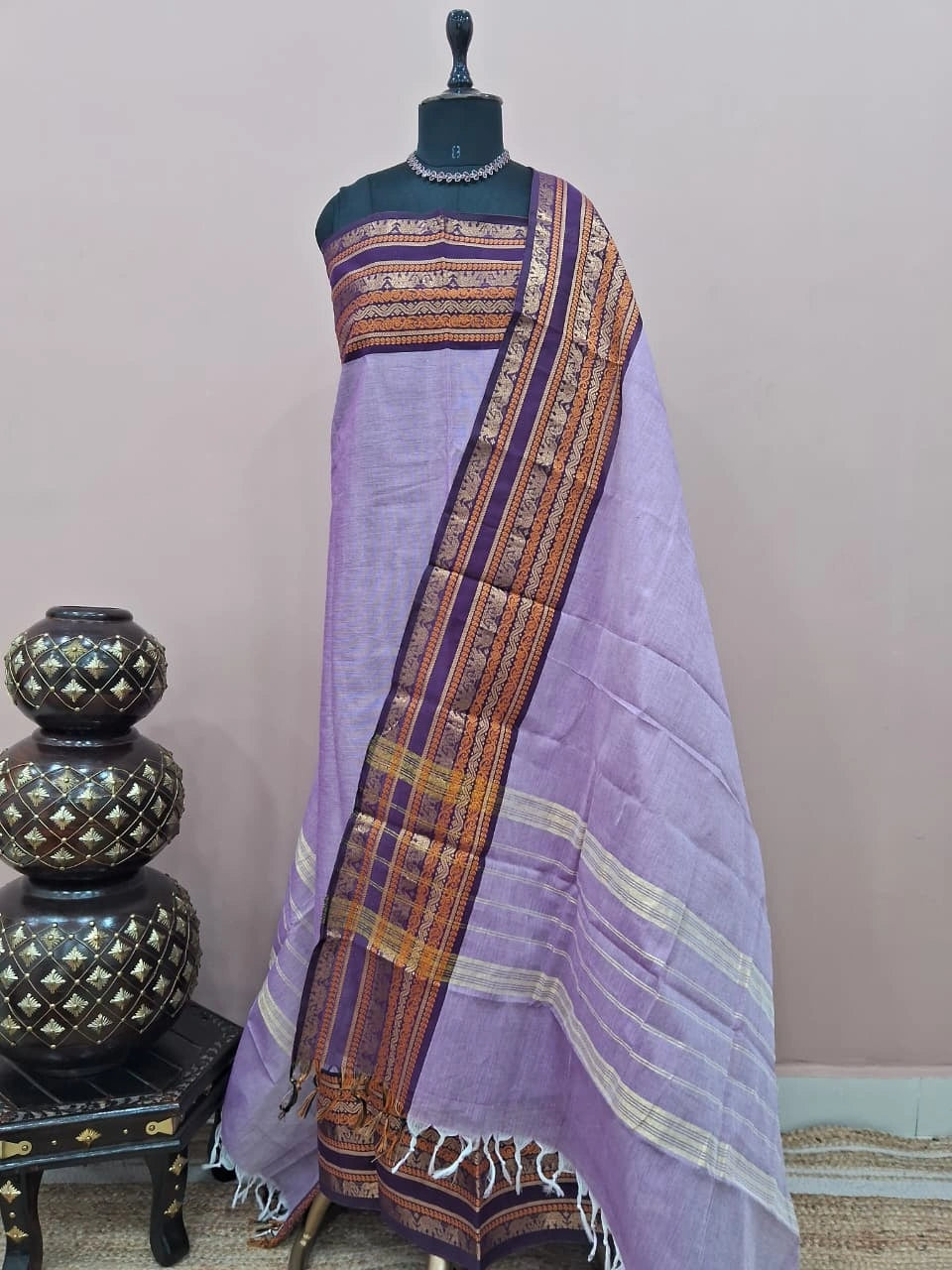 Lavender Plain Kanchi Cotton Dress Material