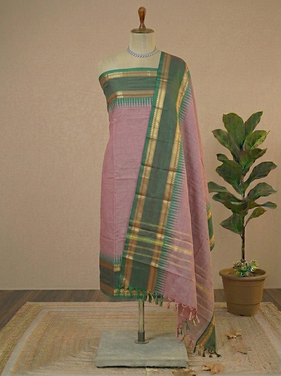 Peach Kanchi Cotton Dress Material