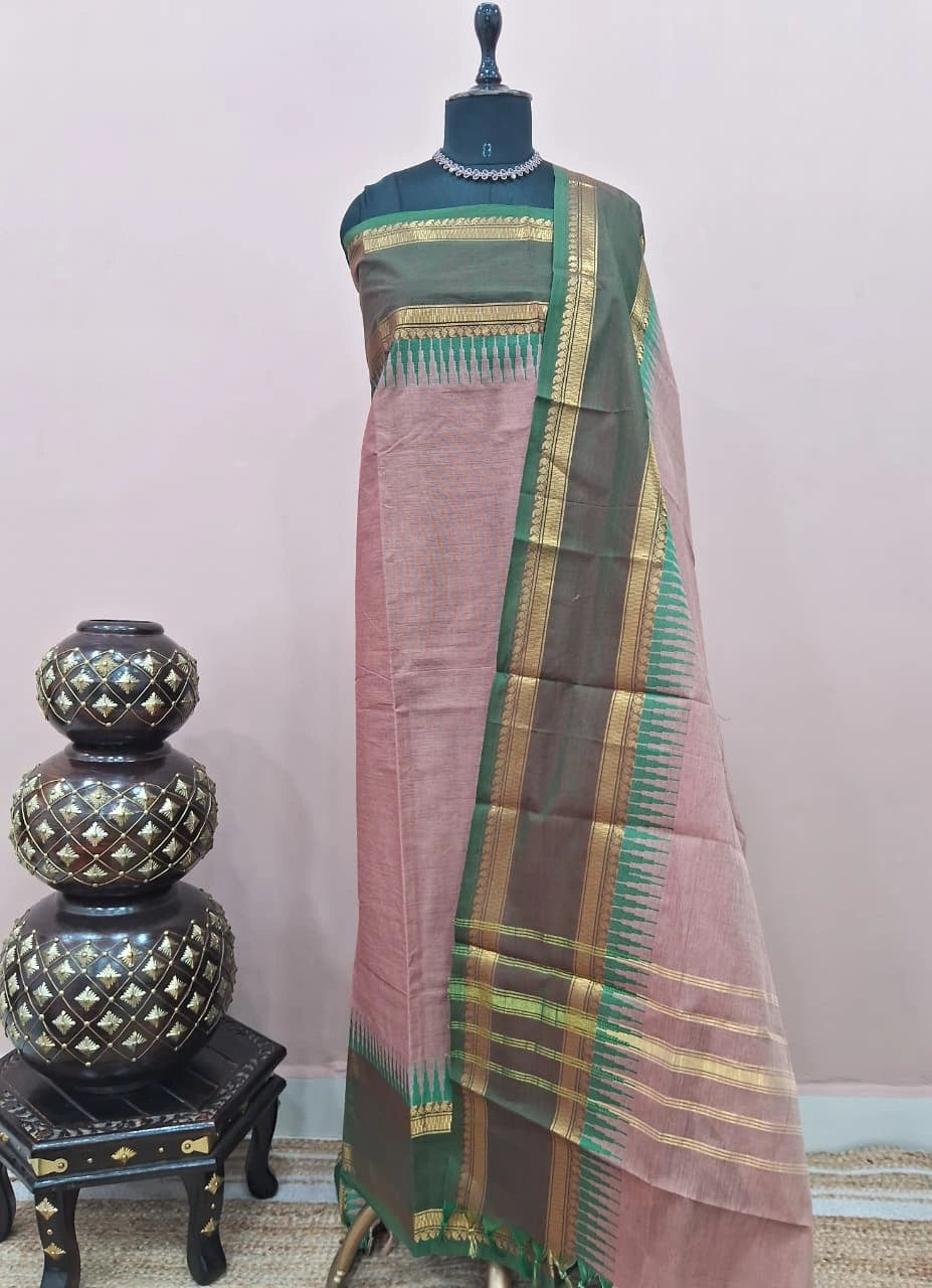 Peach Kanchi Cotton Dress Material