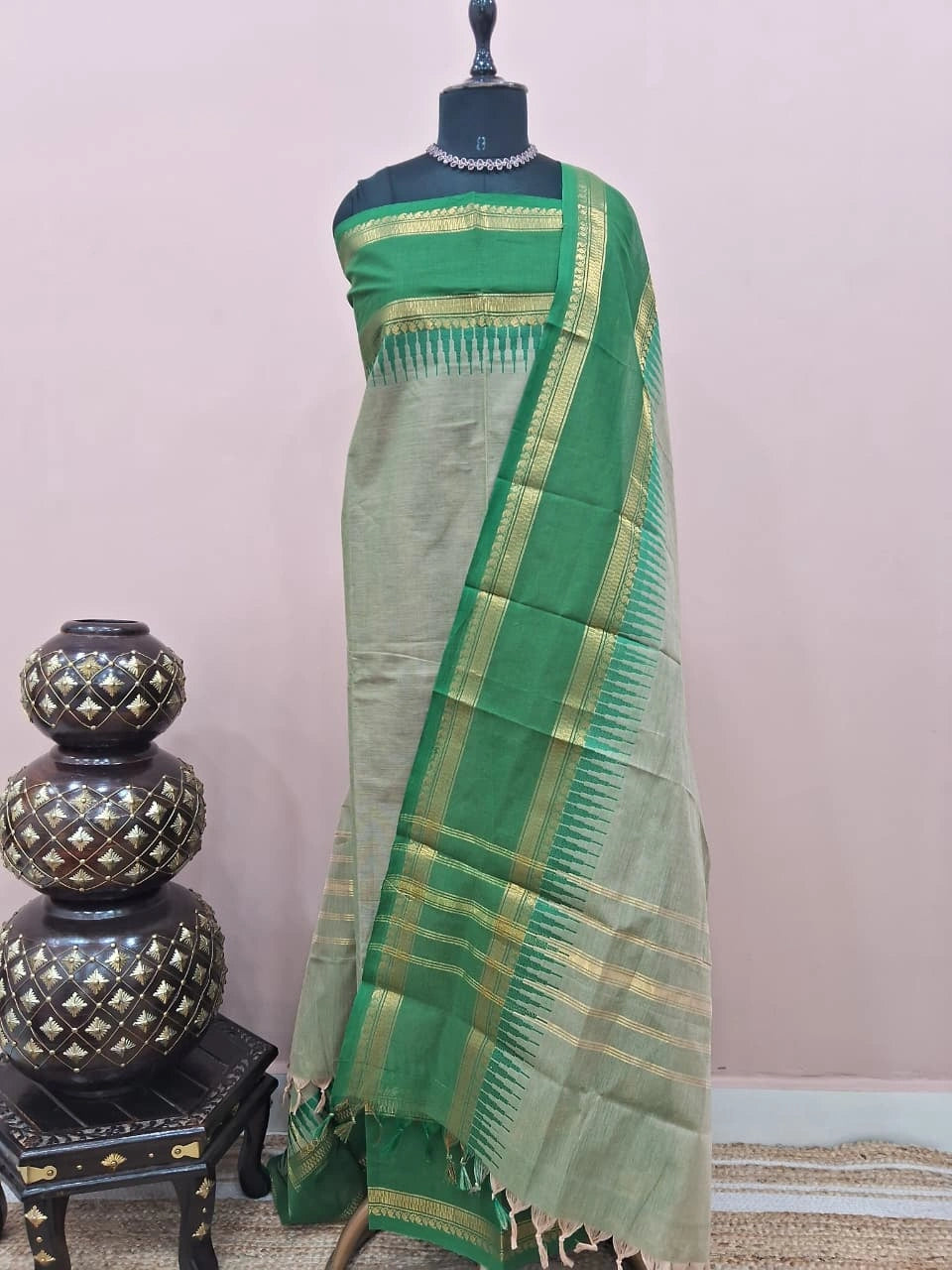 Mint Green Kanchi Cotton Dress Material