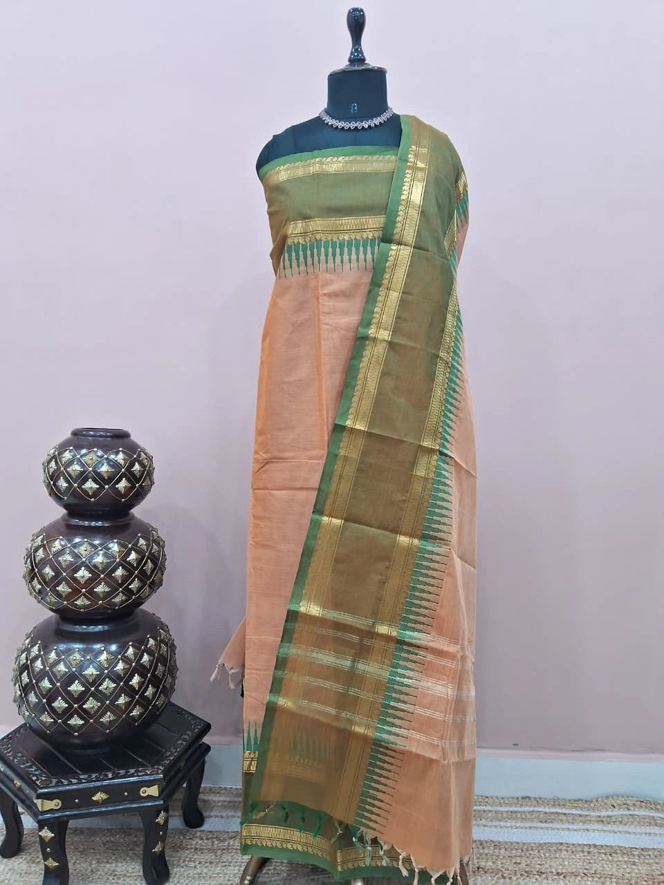 Pale Orange Kanchi Cotton Dress Material