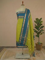 Lime Green Plain Kanchi Cotton Dress Material 