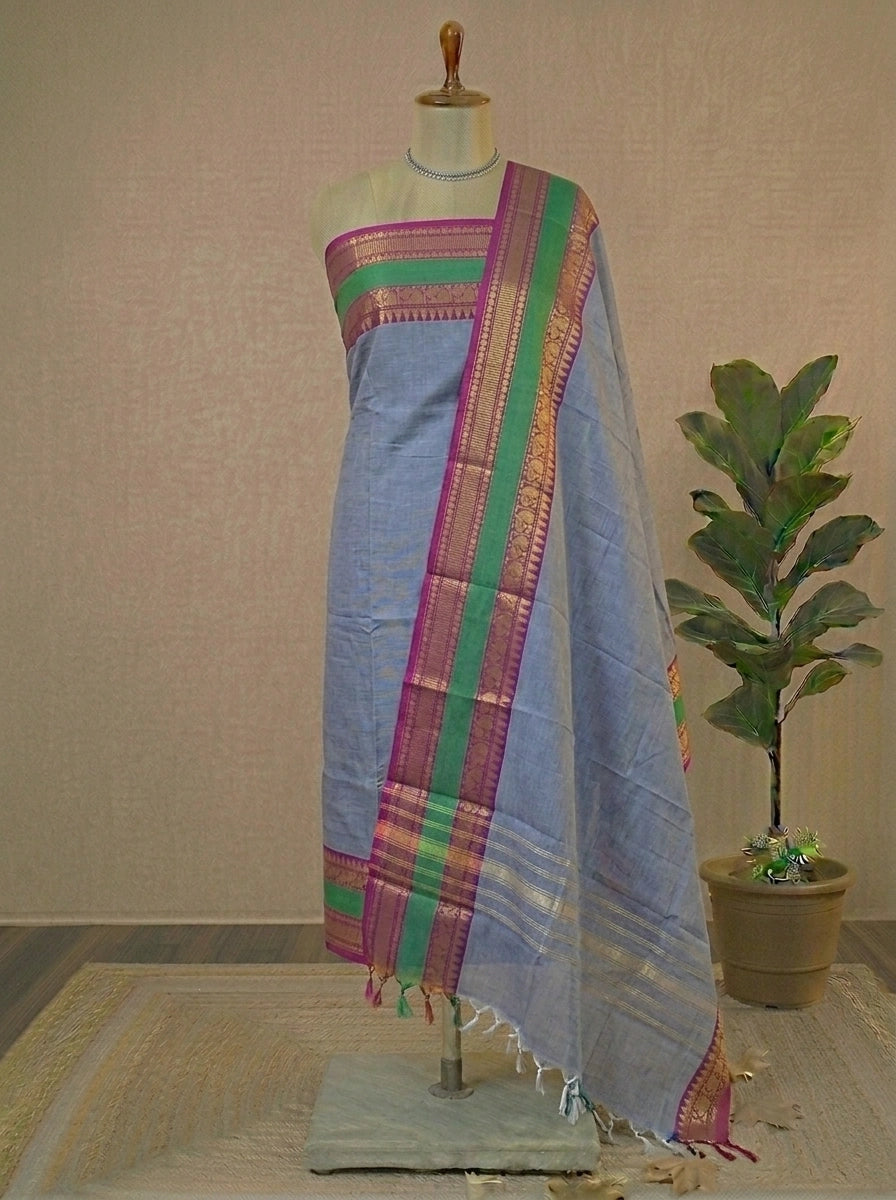 Grey Kanchi Cotton Dress Material 
