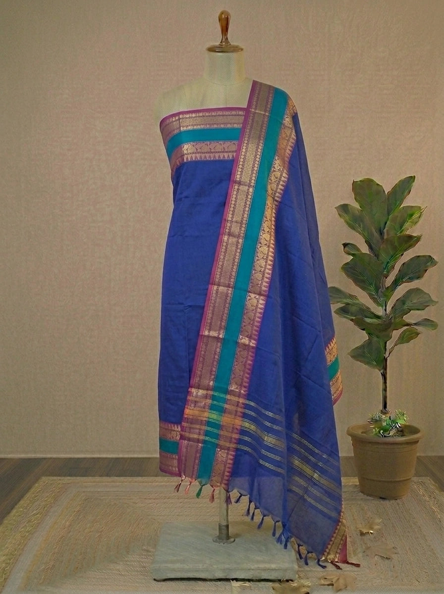 Royal Blue plain Kanchi Cotton Dress Material