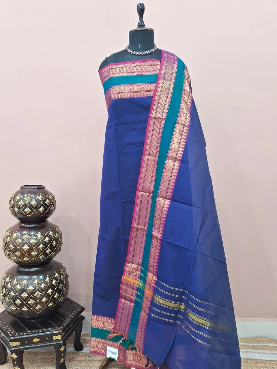 Royal Blue plain Kanchi Cotton Dress Material