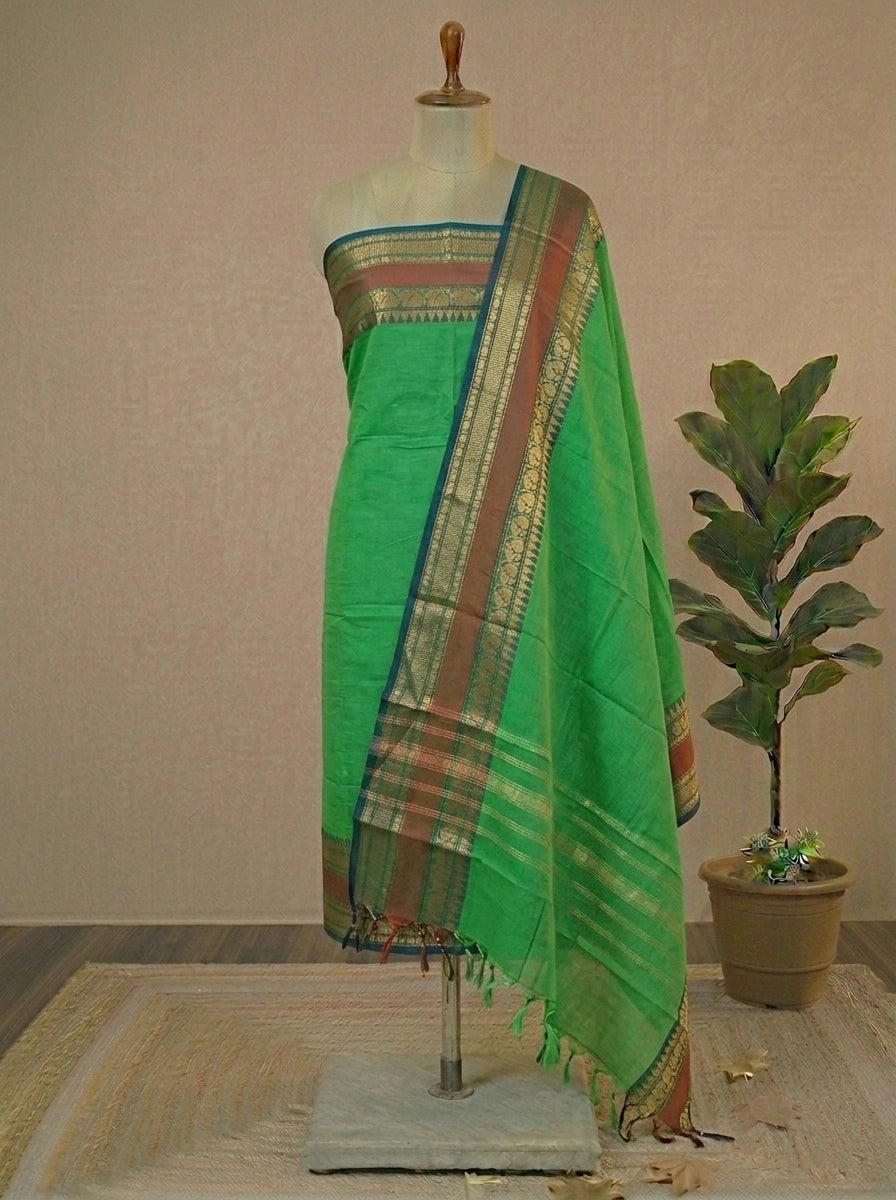 Spring Green plain Kanchi Cotton Dress Material 