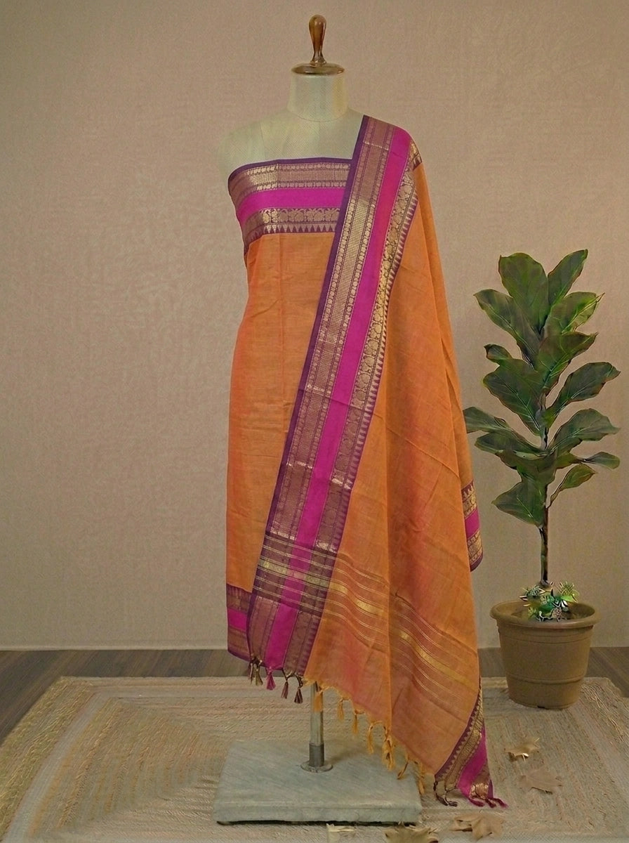 Orange plain Kanchi Cotton Dress Material