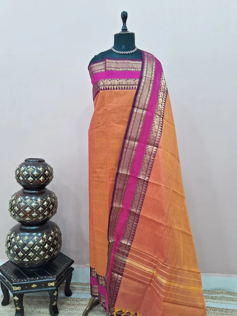 Orange plain Kanchi Cotton Dress Material