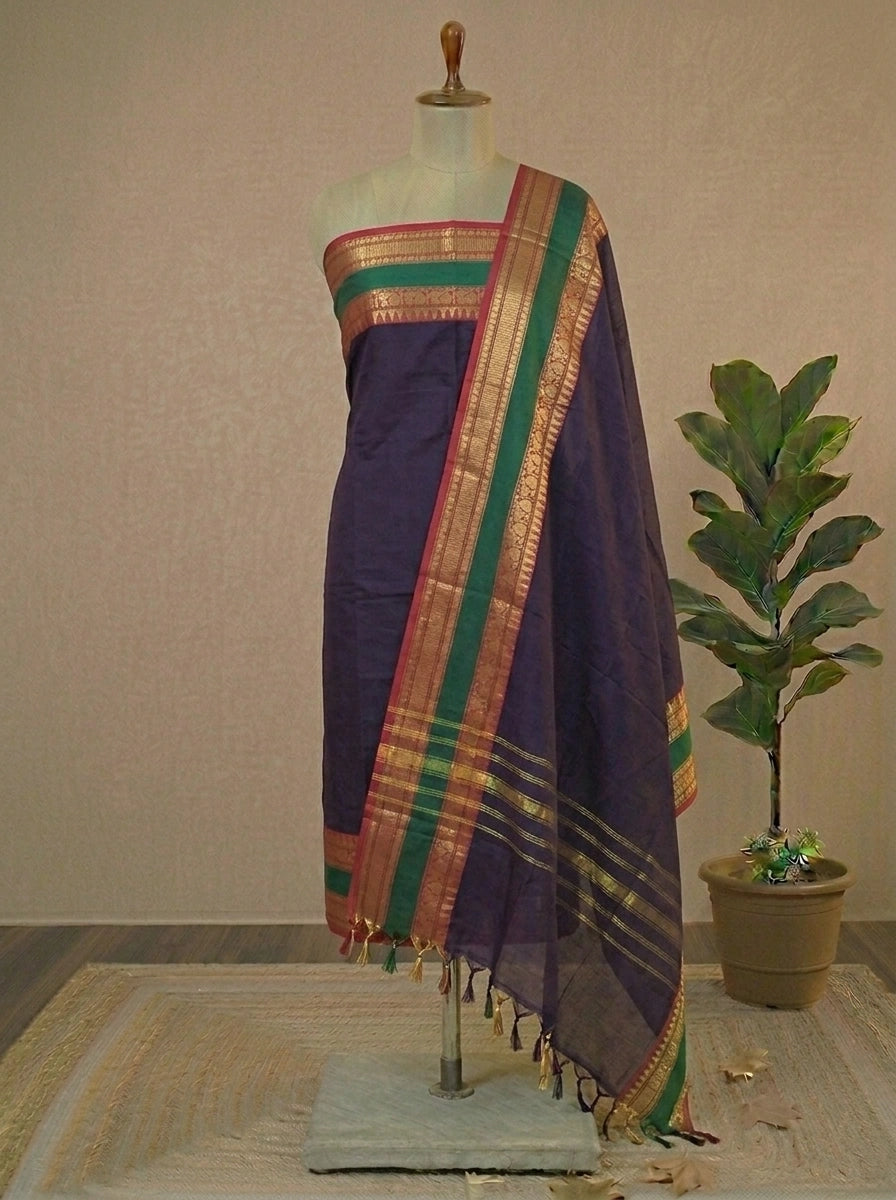 Deep Blue plain Kanchi Cotton Dress Material