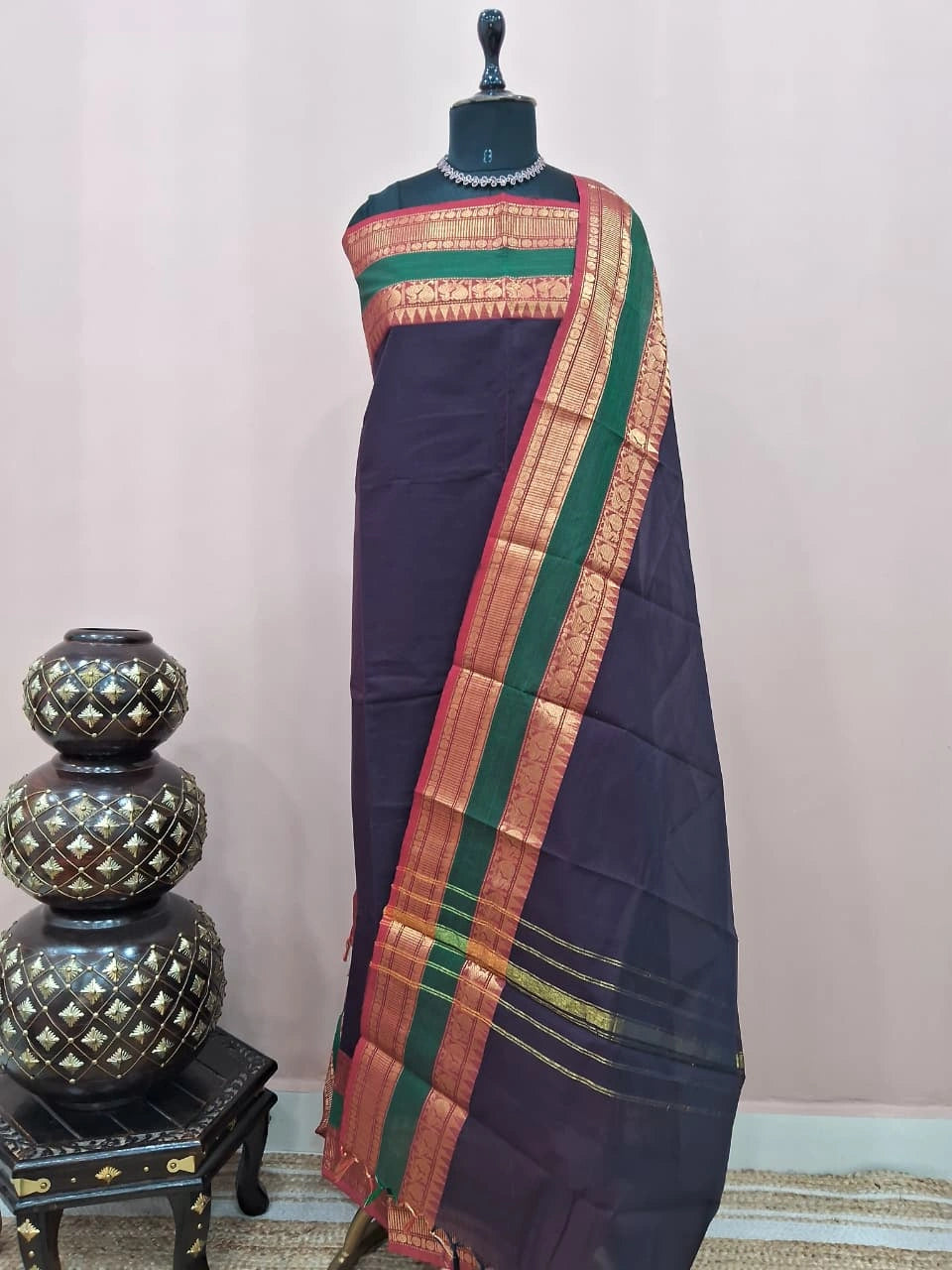 Deep Blue plain Kanchi Cotton Dress Material