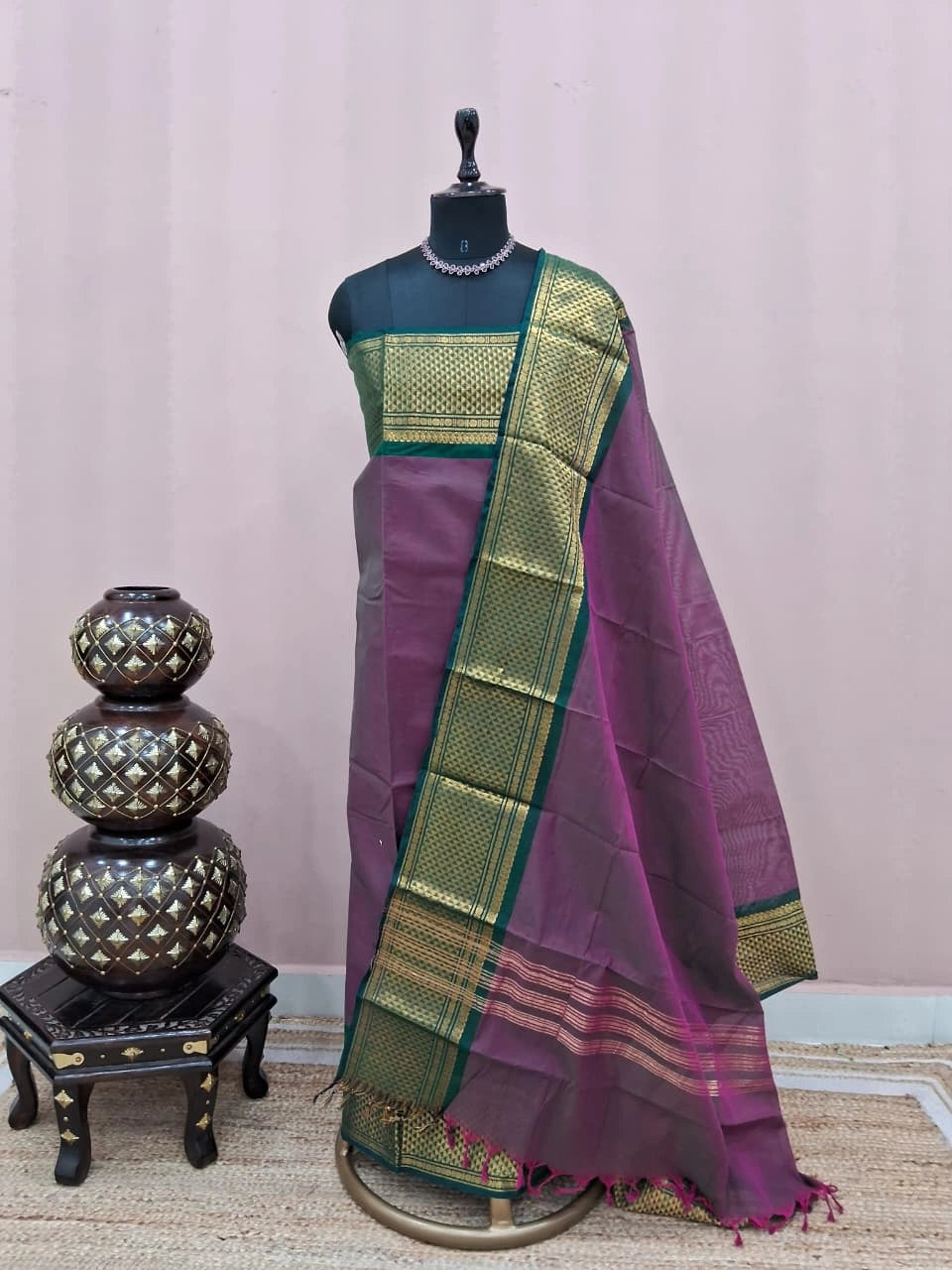 Dual-Shaded Purple Kanchi Cotton Dress Material