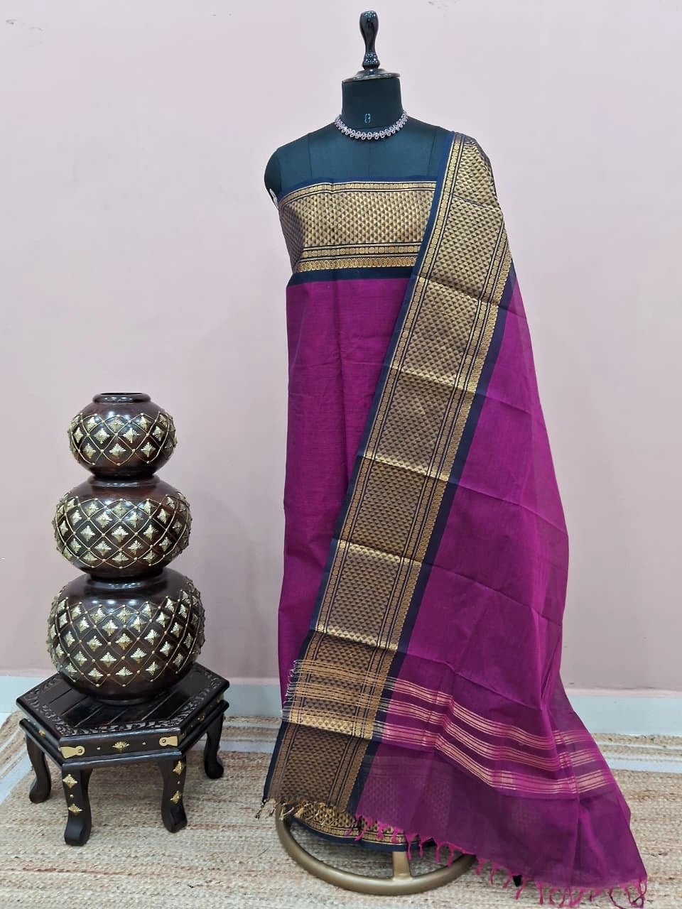 Dark Rani Pink Kanchi Cotton Dress Material 