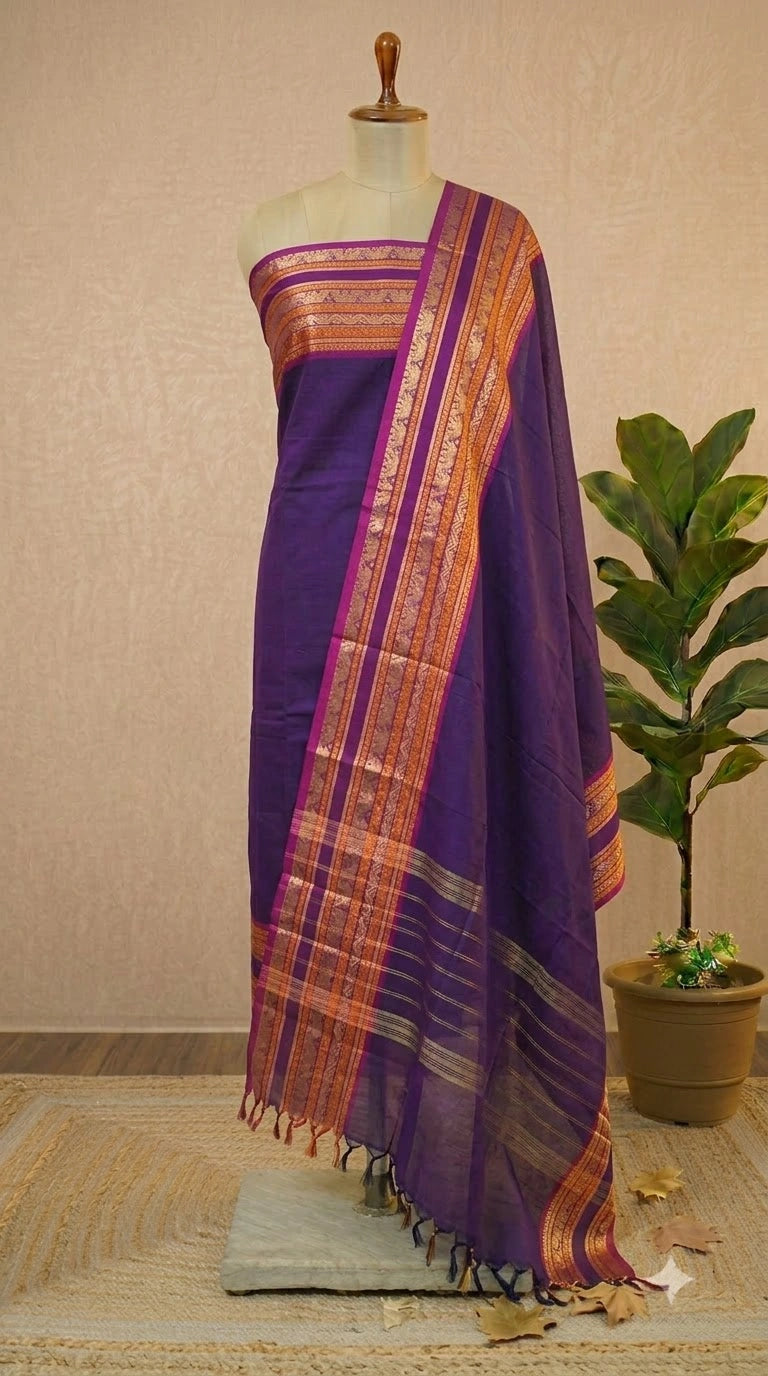 Purple Kanchi Cotton Dress Material