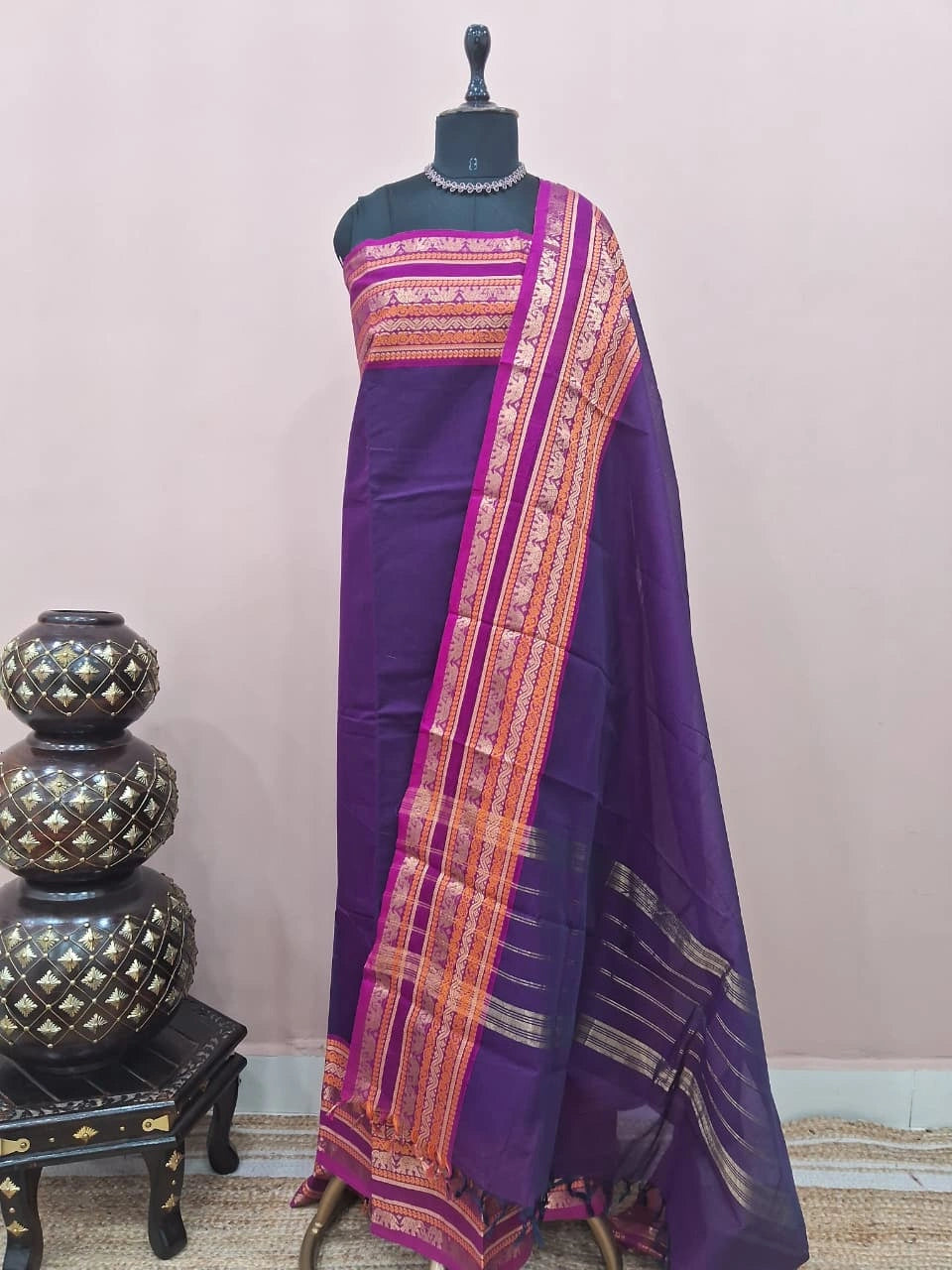 Purple Kanchi Cotton Dress Material