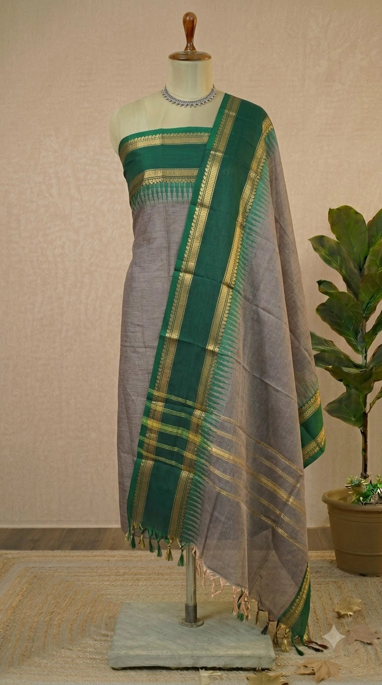 Grey Kanchi Cotton Dress Material 
