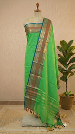 Leaf Green Kanchi Cotton Dress Material 