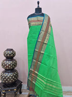 Leaf Green Kanchi Cotton Dress Material 