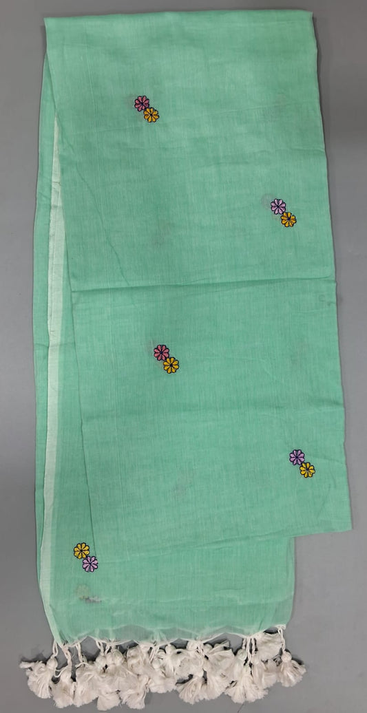 Sea Blue Khadhi Mulmul Saree
