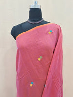 Reddish Pink Khadhi Mulmul Saree 1