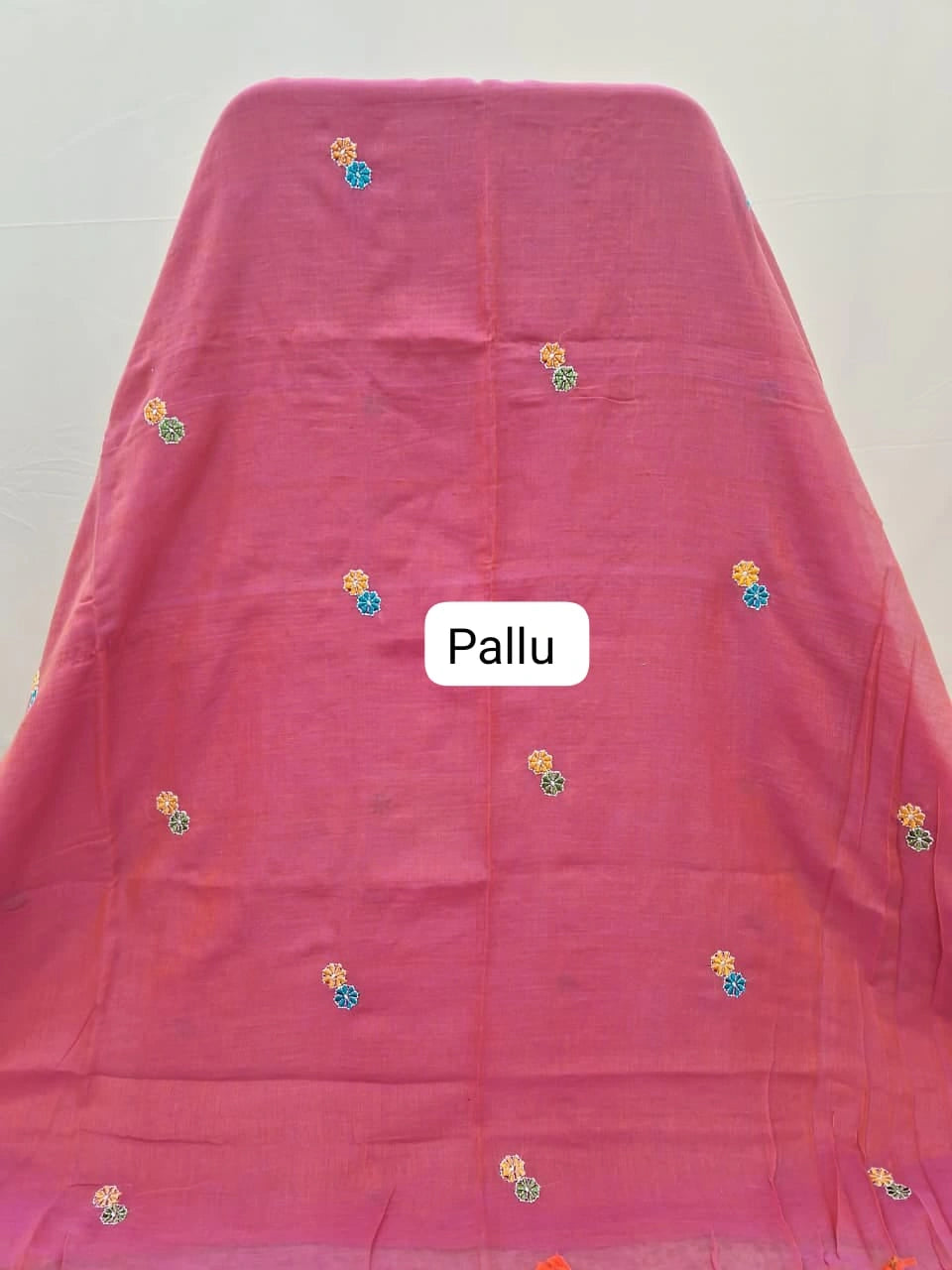 Reddish Pink Khadhi Mulmul Saree Pallu