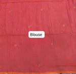 Reddish Pink Khadhi Mulmul Saree Blouse