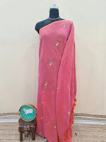 Reddish Pink Khadhi Mulmul Saree