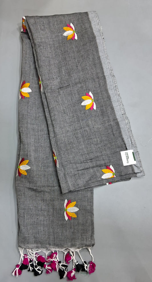 Elephant Grey Khadhi Cotton Saree